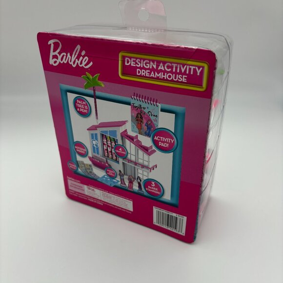 Barbie Design Activity Dream House, Pad Stencil Stamp Sticker Pen Crayons NEW - Picture 2 of 3